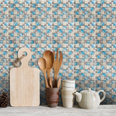 Blue and Beige Stone Wallpaper Stone Texture Mosaic Fresh Wall Tiles 25pcs Peel and Stick